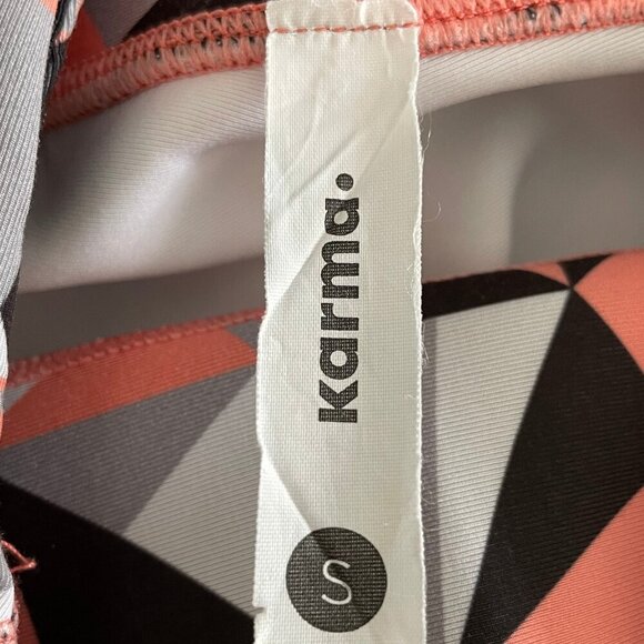 Karma Activewear Geometric Print Poly Spandex Crop Leggings Blk Gry Wht Pink S - Picture 8 of 12